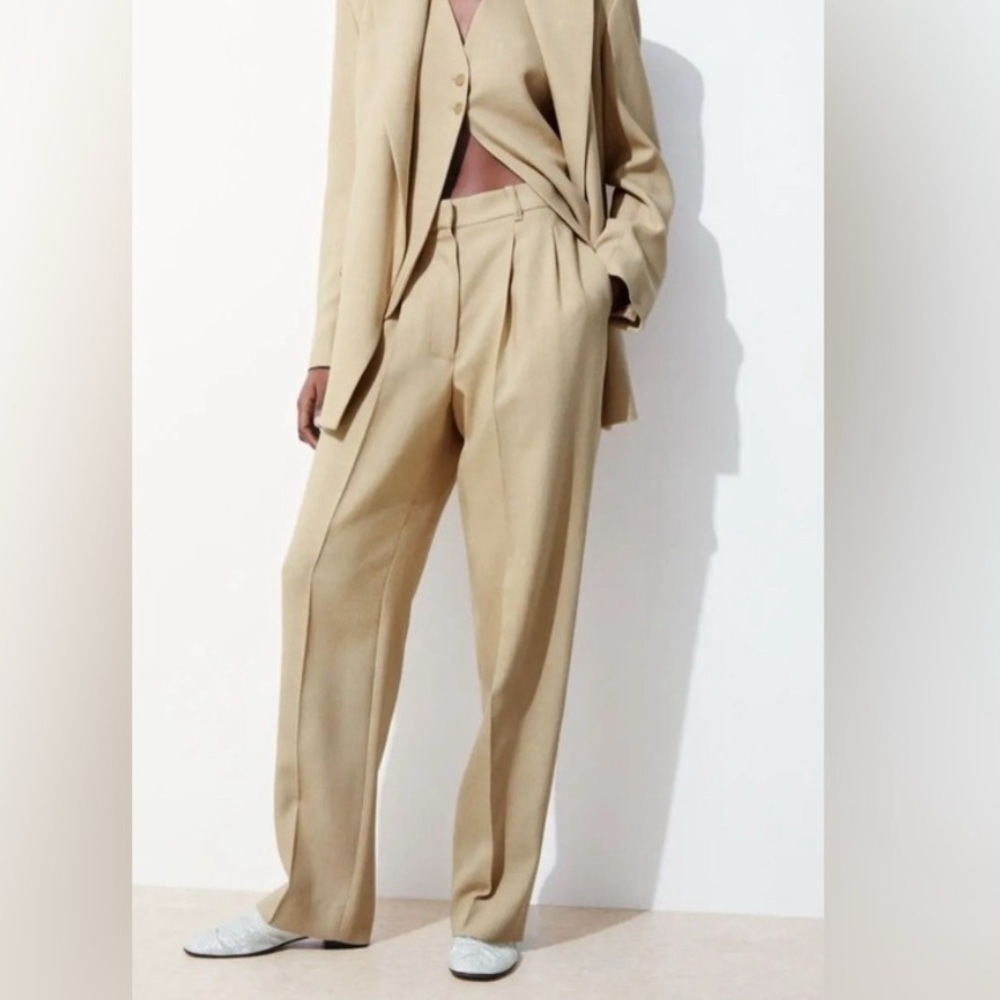Cos Beige Wide-Leg Trousers